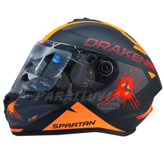 Casco Moto SPARTAN Draken Type Negro Naranja