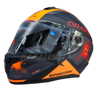 Casco Moto SPARTAN Draken Type Negro Naranja