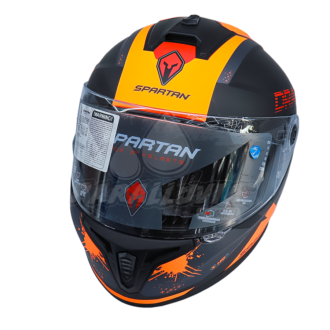 Casco Moto SPARTAN Draken Type Negro Naranja