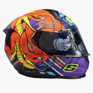 Casco Certificado SHAFT 560 Gorgon Naranja | Visor IR Morado