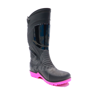 Bota De Caucho Impermeable Dama Moto Mujer Morada Rosa