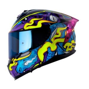 Casco Integral Shaft Pro 610 Dv Evo The Reptulex Negro Morado Visor Smoke Claro Iridium Azul