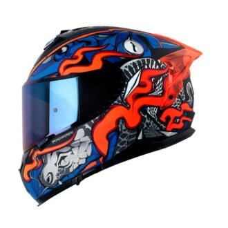 Casco Integral Shaft Pro 610 Dv Evo The Reptulex Negro Azul Visor Smoke Claro Iridium Azul