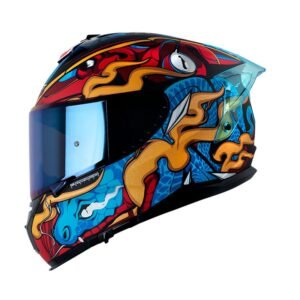 Casco Integral Shaft Pro 610 Dv Evo The Reptulex Negro Rojo Visor Smoke Claro Iridium Azul