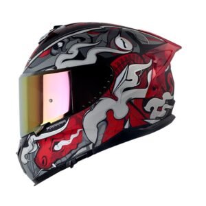 Casco Integral Shaft Pro 610 Dv Evo The Reptulex Negro Gris Visor Smoke Claro Iridium Rojo