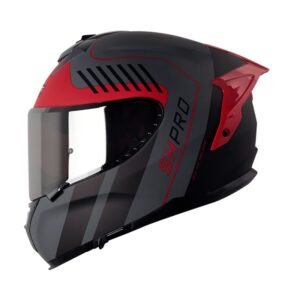 Casco Integral Shaft Pro 610 Dv Mix Gris Oscuro Rojo Visor Smoke Claro Iridium Silver