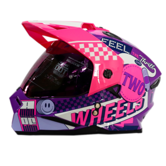 Casco Hro Mx-330Dv Bye Bye Morado Fucsia Visor Iridium Morado