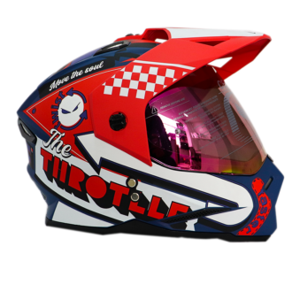 Casco Hro Mx-330Dv Bye Bye Azul Rojo Visor Iridium Rojo