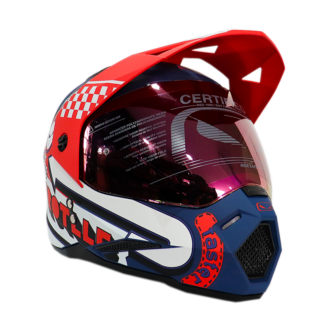 Casco Hro Mx-330Dv Bye Bye Azul Rojo Visor Iridium Rojo - Image 2