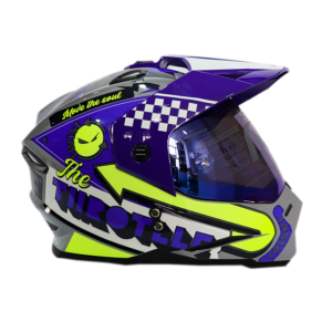 Casco Hro Mx-330Dv Bye Bye Gris Azul Visor Iridium Azul