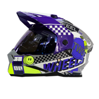 Casco Hro Mx-330Dv Bye Bye Gris Azul Visor Iridium Azul - Image 3