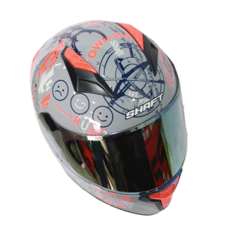 CASCO INTEGRAL SHAFT 582 EVO RANDAMU GRIS NARANJA BRILLO VISOR IRIDIUM DORADO - Image 4