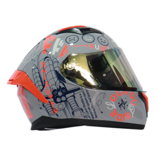 CASCO INTEGRAL SHAFT 582 EVO RANDAMU GRIS NARANJA BRILLO VISOR IRIDIUM DORADO - Image 2